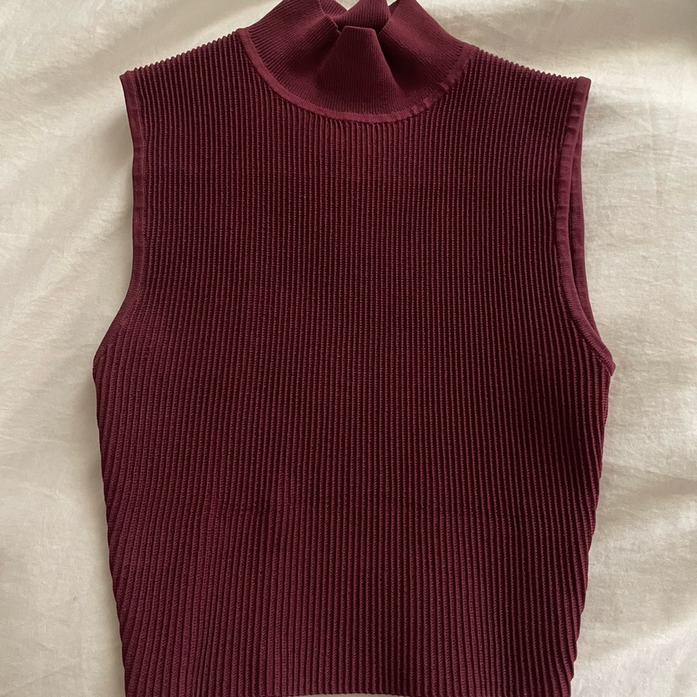 Burgundy Ribbed Sleeveless Top